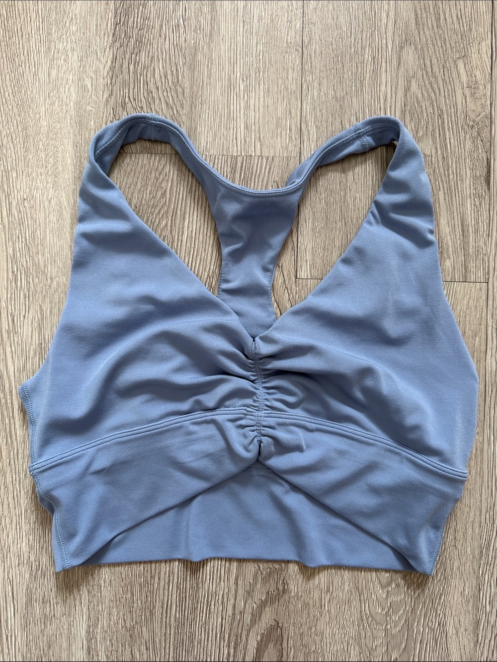 PARAGON Dusty Blue Ruched Racerback Sports Bra